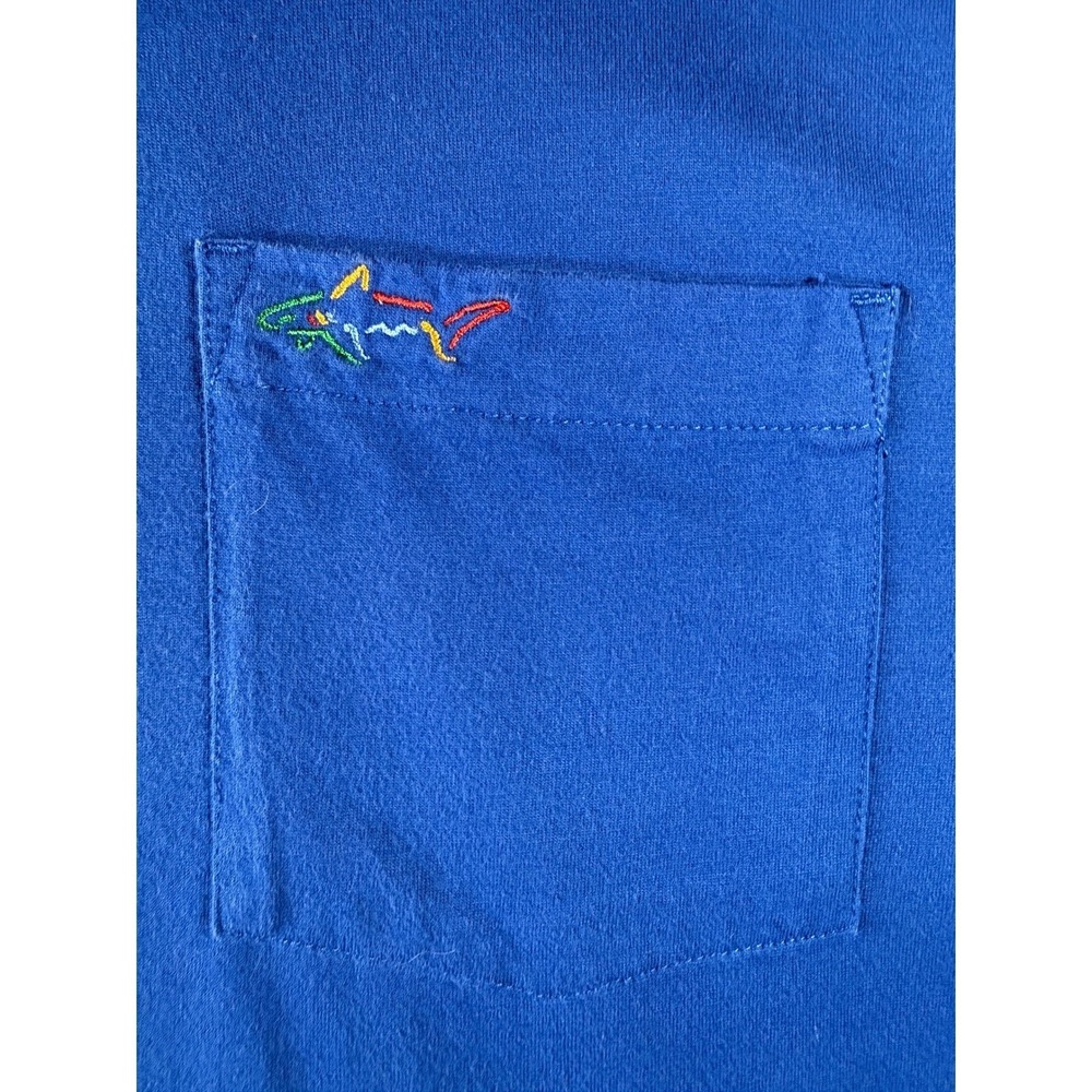 Greg Norman Mens XXXL Blue Short Sleeve Pocket T-Shirt Shark Logo Cotton Tee - Picture 2 of 10